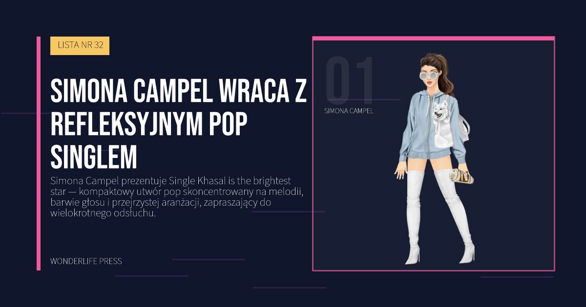 Wonderlife Press: Simona Campel wraca z refleksyjnym pop singlem. portret artystów. LISTA NR 32.