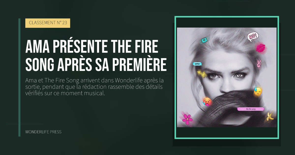 Wonderlife Press: Ama présente The Fire Song après sa première. pochette de la sortie. CLASSEMENT N° 23.