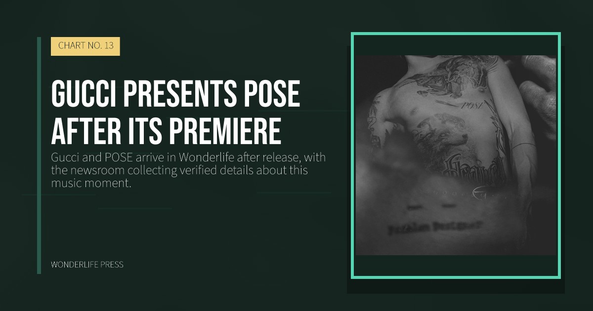 Wonderlife Press: Gucci presents POSE after its premiere. release artwork. CHART NO. 13.