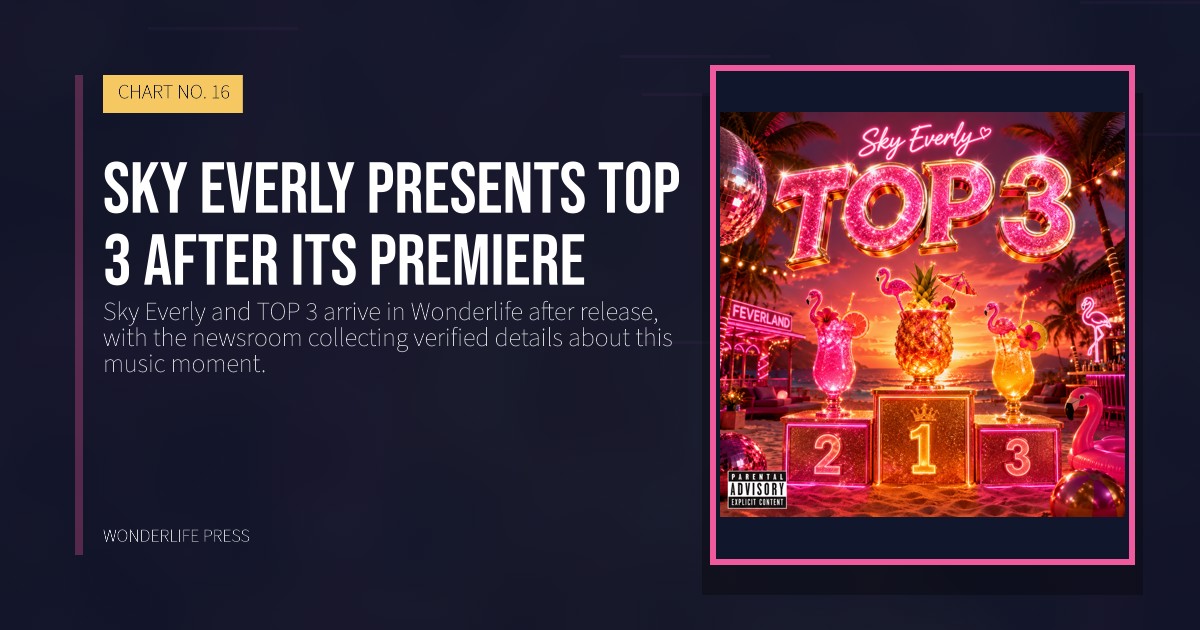 Wonderlife Press: Sky Everly presents TOP 3 after its premiere. release artwork. CHART NO. 16.