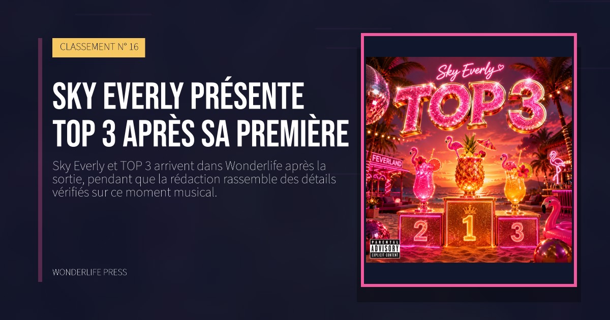 Wonderlife Press: Sky Everly présente TOP 3 après sa première. pochette de la sortie. CLASSEMENT N° 16.