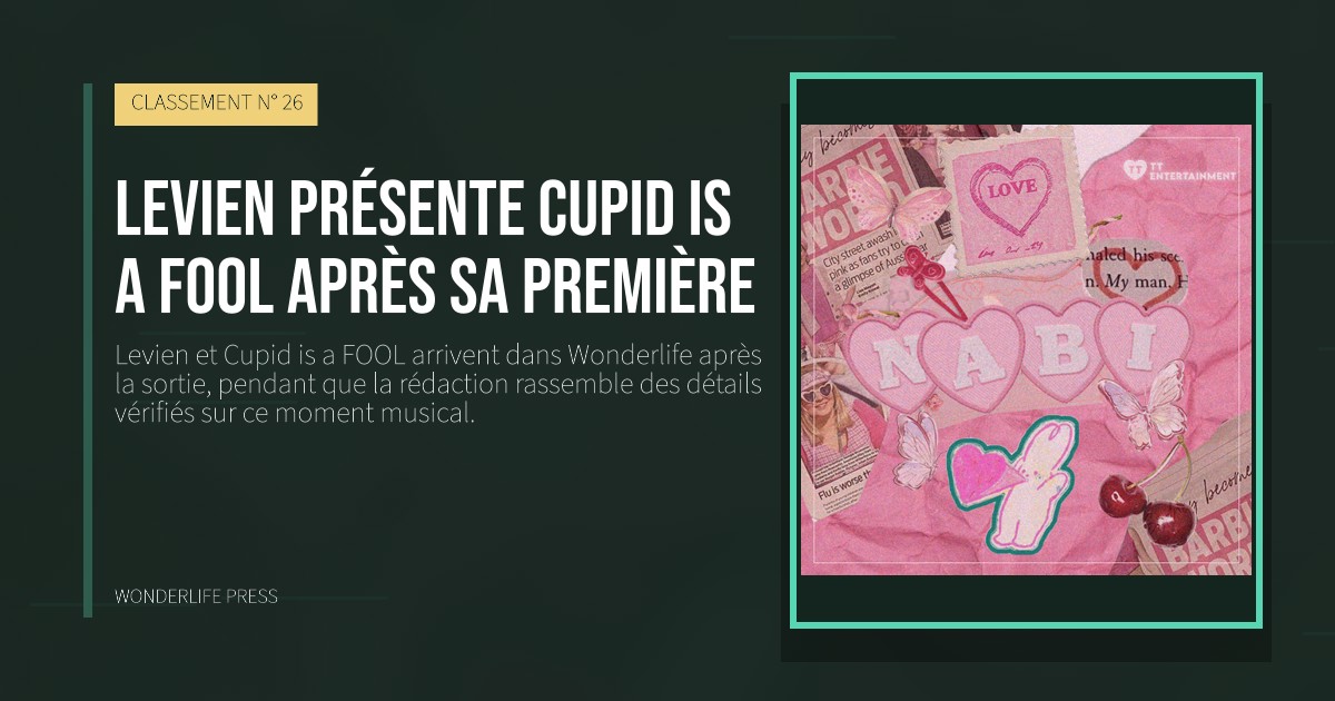 Wonderlife Press: Levien présente Cupid is a FOOL après sa première. pochette de la sortie. CLASSEMENT N° 26.