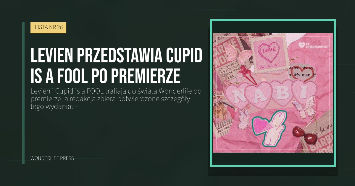 Wonderlife Press: Levien przedstawia Cupid is a FOOL po premierze. okładka wydawnictwa. LISTA NR 26.