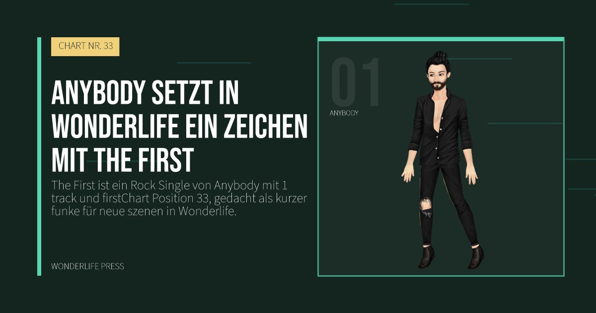 Wonderlife Press: Anybody setzt in Wonderlife ein zeichen mit The First. Künstlerporträt. CHART NR. 33.