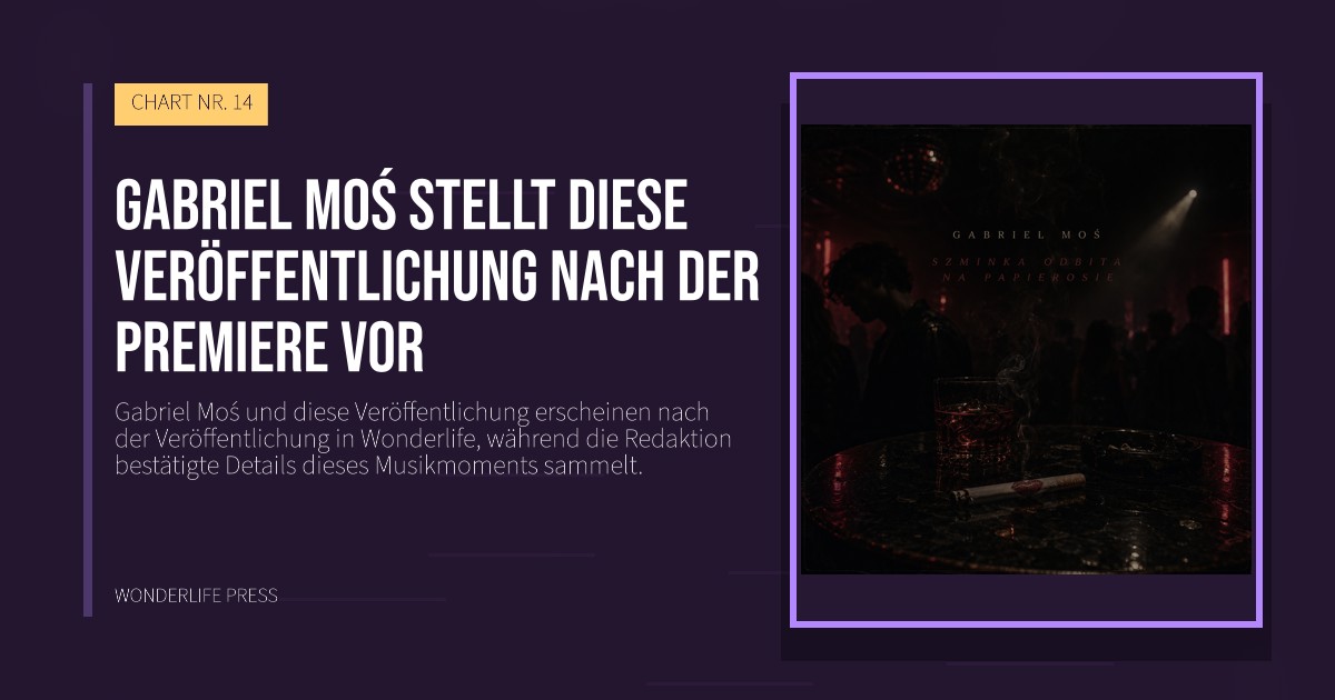 Wonderlife Press: Gabriel Moś stellt diese Veröffentlichung nach der Premiere vor. Veröffentlichungscover. CHART NR. 14.