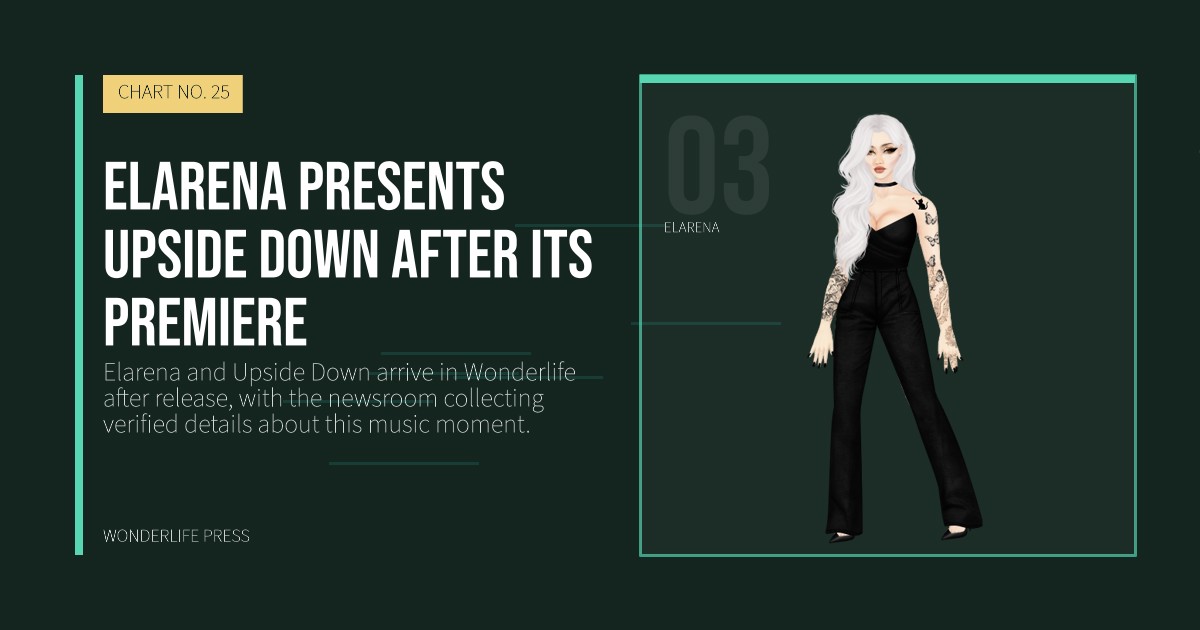 Wonderlife Press: Elarena presents Upside Down after its premiere. artist portrait. CHART NO. 25.