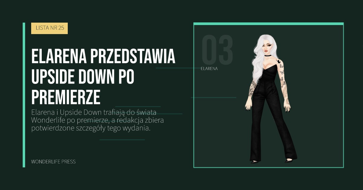 Wonderlife Press: Elarena przedstawia Upside Down po premierze. portret artystów. LISTA NR 25.