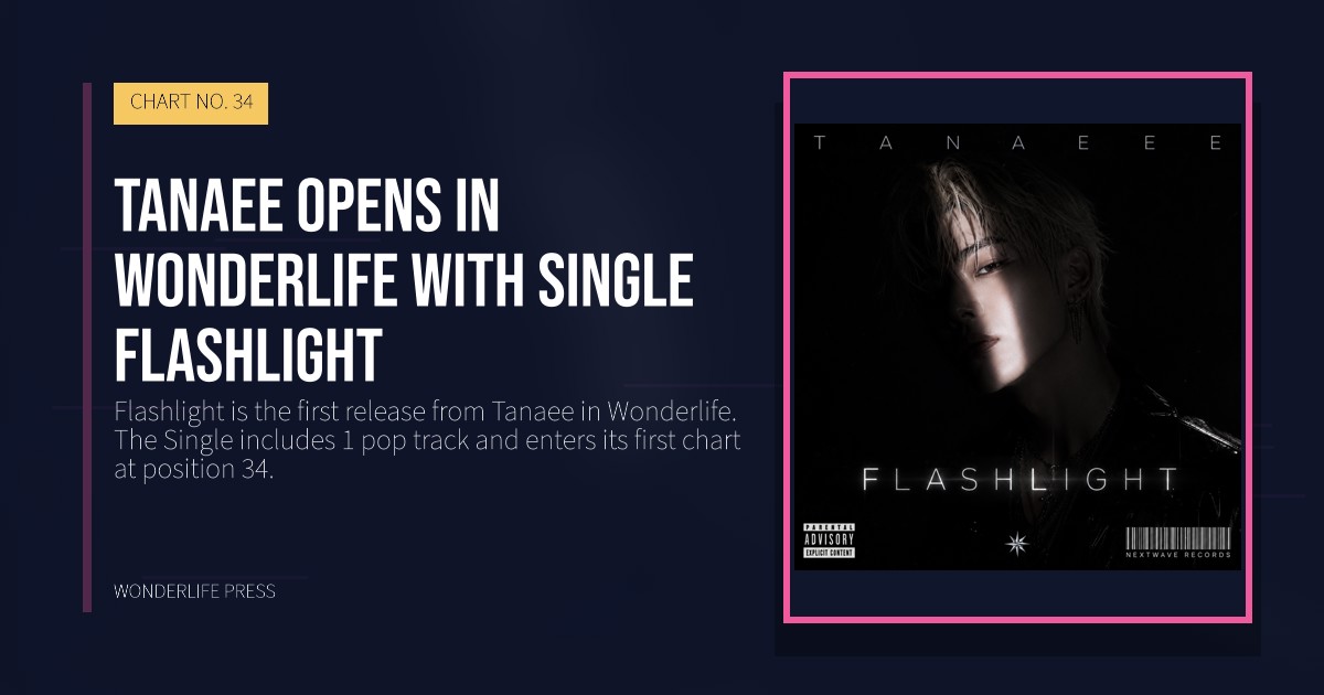 Wonderlife Press: Tanaee opens in Wonderlife with Single Flashlight. release artwork. CHART NO. 34.