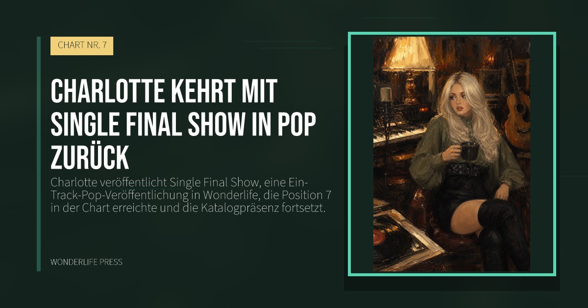 Wonderlife Press: Charlotte kehrt mit single Final Show in Pop zurück. Veröffentlichungscover. CHART NR. 7.