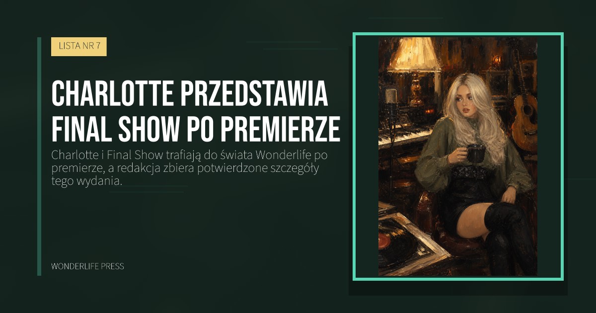 Wonderlife Press: Charlotte przedstawia Final Show po premierze. okładka wydawnictwa. LISTA NR 7.