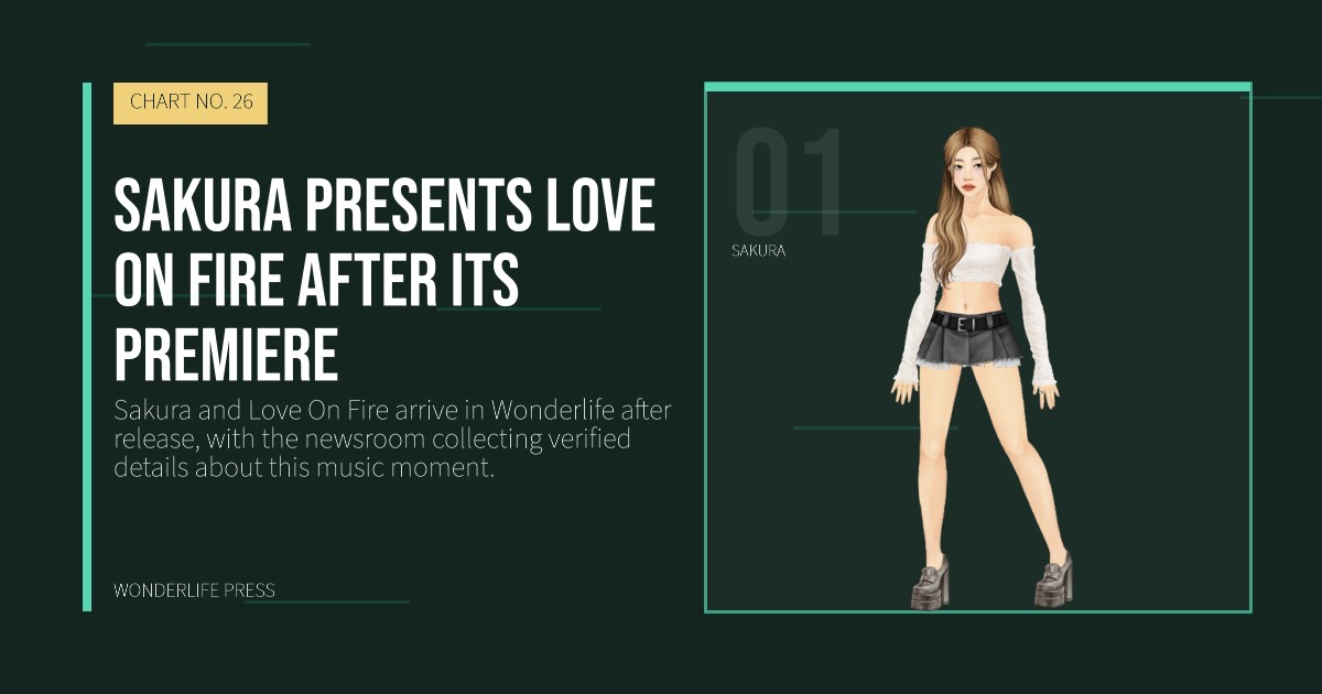 Wonderlife Press: Sakura presents Love On Fire after its premiere. artist portrait. CHART NO. 26.
