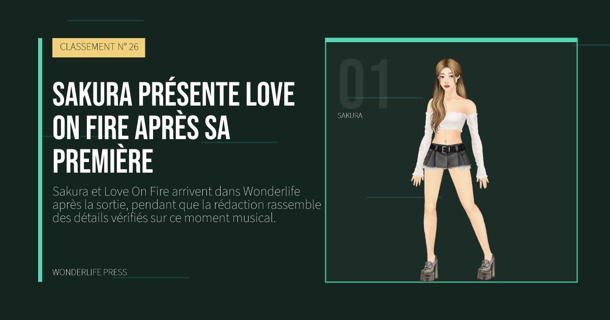 Wonderlife Press: Sakura présente Love On Fire après sa première. portrait des artistes. CLASSEMENT N° 26.