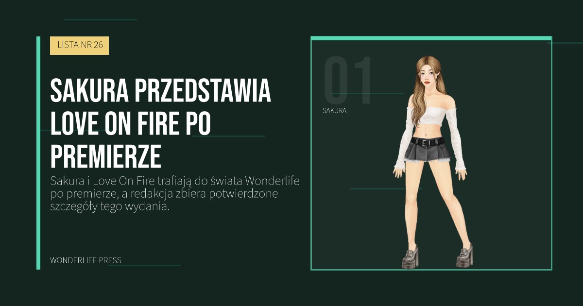 Wonderlife Press: Sakura przedstawia Love On Fire po premierze. portret artystów. LISTA NR 26.