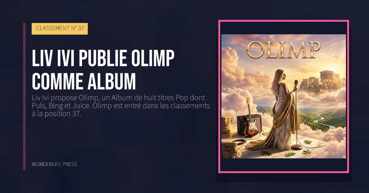 Wonderlife Press: Liv Ivi publie Olimp comme Album. pochette de la sortie. CLASSEMENT N° 37.
