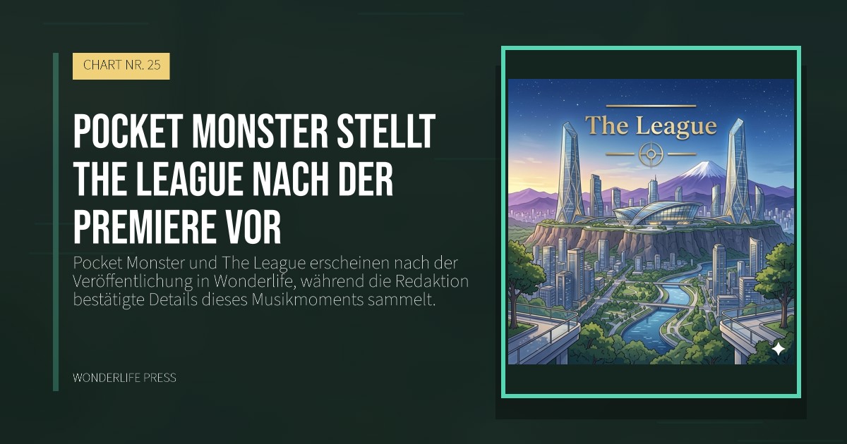 Wonderlife Press: Pocket Monster stellt The League nach der Premiere vor. Veröffentlichungscover. CHART NR. 25.