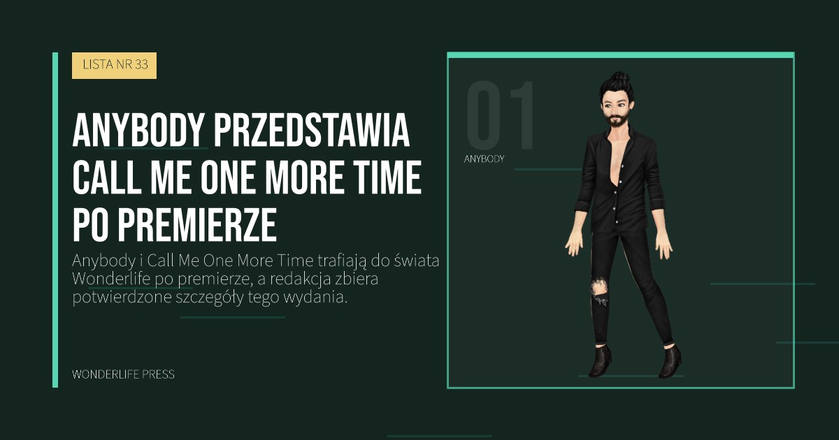 Wonderlife Press: Anybody przedstawia Call Me One More Time po premierze. portret artystów. LISTA NR 33.