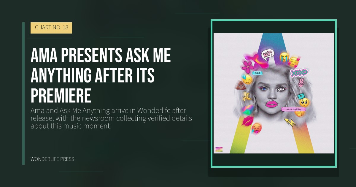 Wonderlife Press: Ama presents Ask Me Anything after its premiere. release artwork. CHART NO. 18.