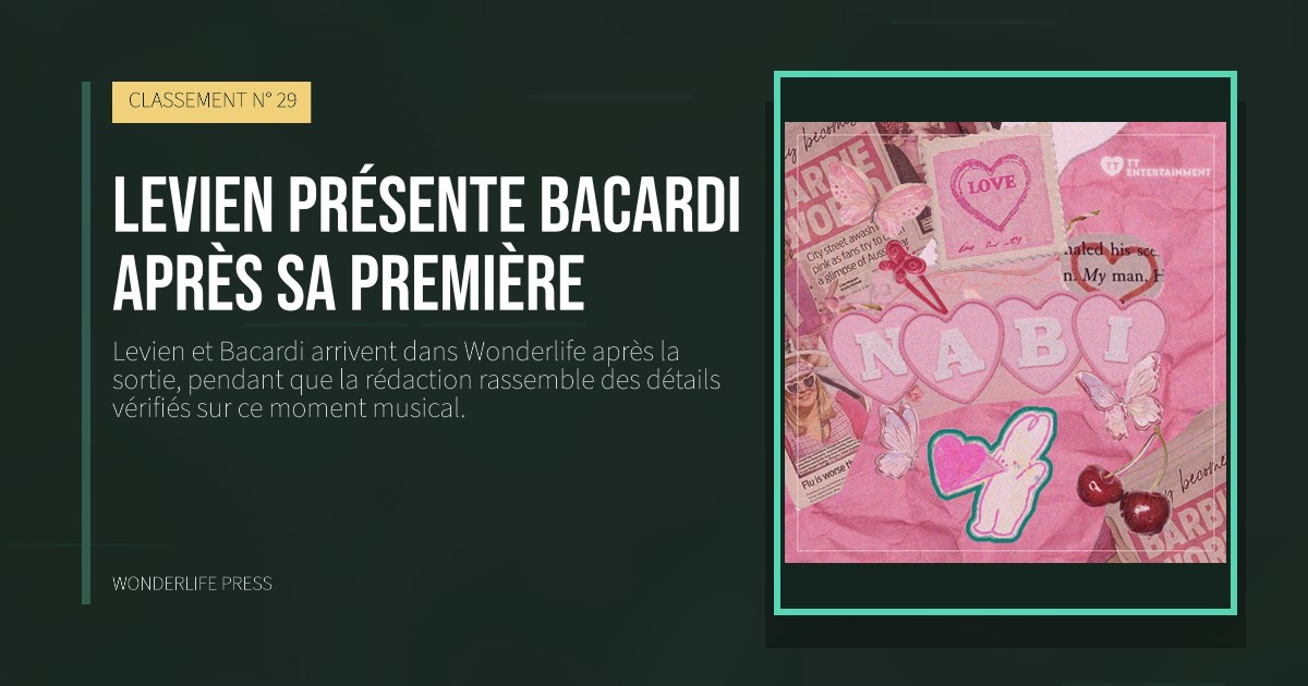 Wonderlife Press: Levien présente Bacardi après sa première. pochette de la sortie. CLASSEMENT N° 29.