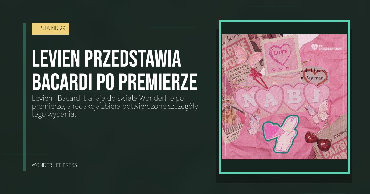 Wonderlife Press: Levien przedstawia Bacardi po premierze. okładka wydawnictwa. LISTA NR 29.
