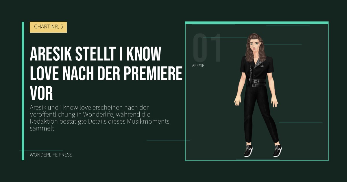 Wonderlife Press: Aresik stellt i know love nach der Premiere vor. Künstlerporträt. CHART NR. 5.