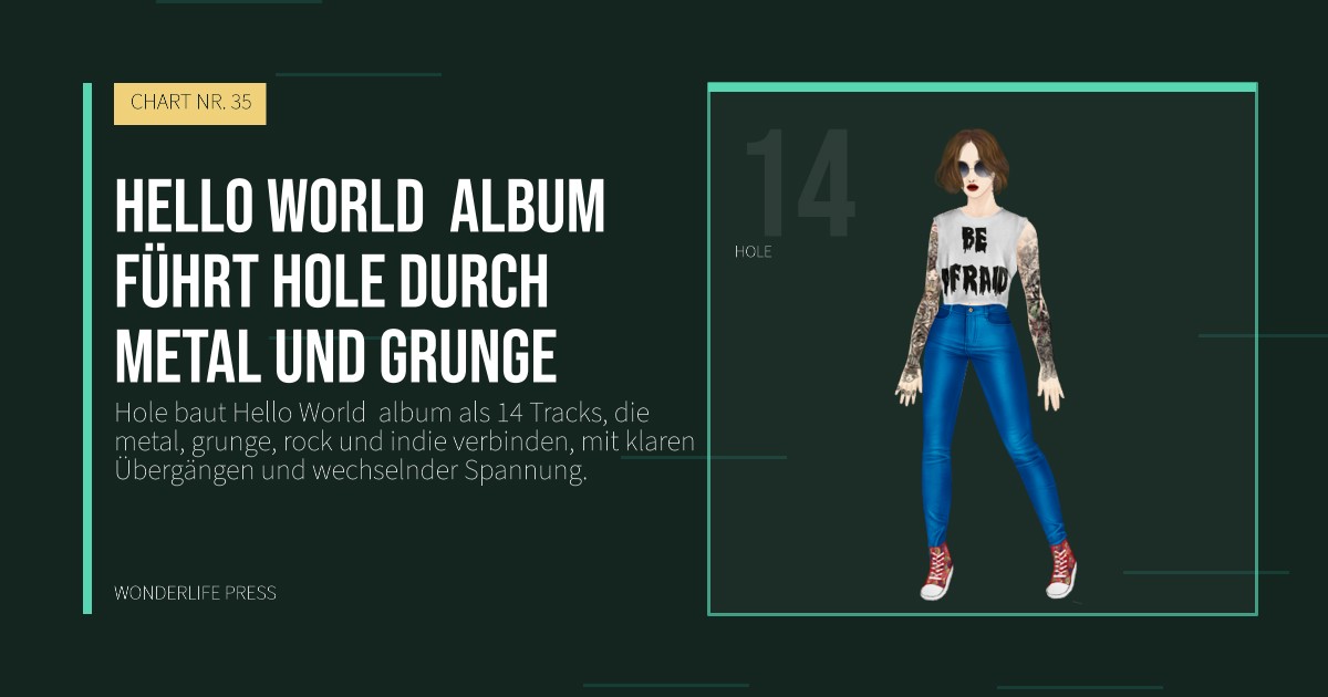 Wonderlife Press: Hello World album führt Hole durch metal und grunge. Künstlerporträt. CHART NR. 35.