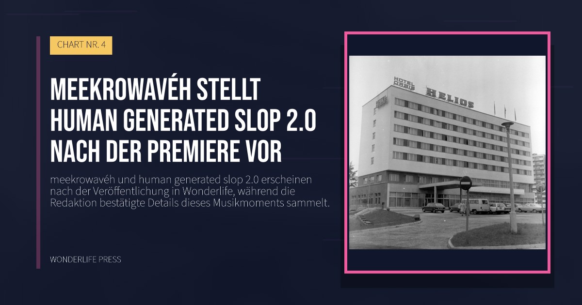 Wonderlife Press: meekrowavéh stellt human generated slop 2.0 nach der Premiere vor. Veröffentlichungscover. CHART NR. 4.