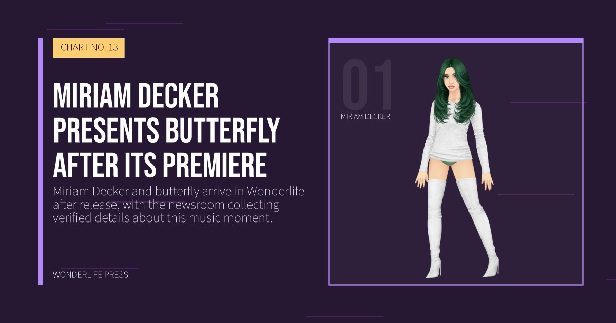 Wonderlife Press: Miriam Decker presents butterfly after its premiere. artist portrait. CHART NO. 13.