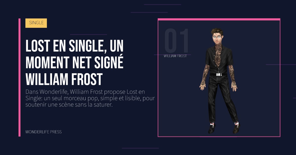 Wonderlife Press: Lost en Single, un moment net signé William Frost. portrait des artistes. SINGLE.