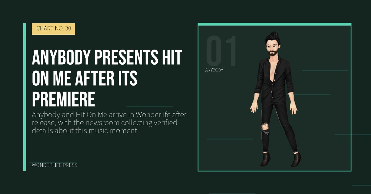 Wonderlife Press: Anybody presents Hit On Me after its premiere. artist portrait. CHART NO. 30.