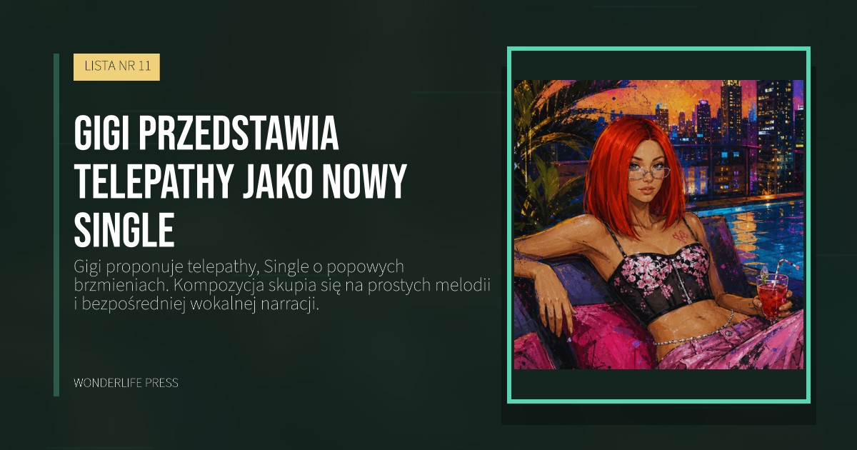 Wonderlife Press: Gigi przedstawia telepathy jako nowy Single. okładka wydawnictwa. LISTA NR 11.