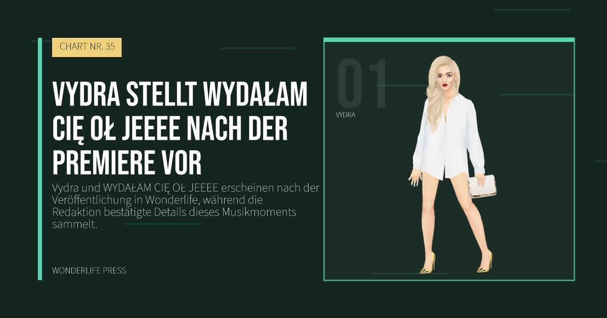 Wonderlife Press: Vydra stellt WYDAŁAM CIĘ OŁ JEEEE nach der Premiere vor. Künstlerporträt. CHART NR. 35.
