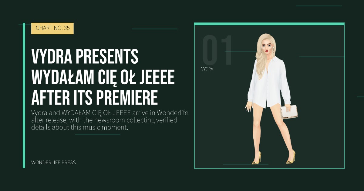 Wonderlife Press: Vydra presents WYDAŁAM CIĘ OŁ JEEEE after its premiere. artist portrait. CHART NO. 35.