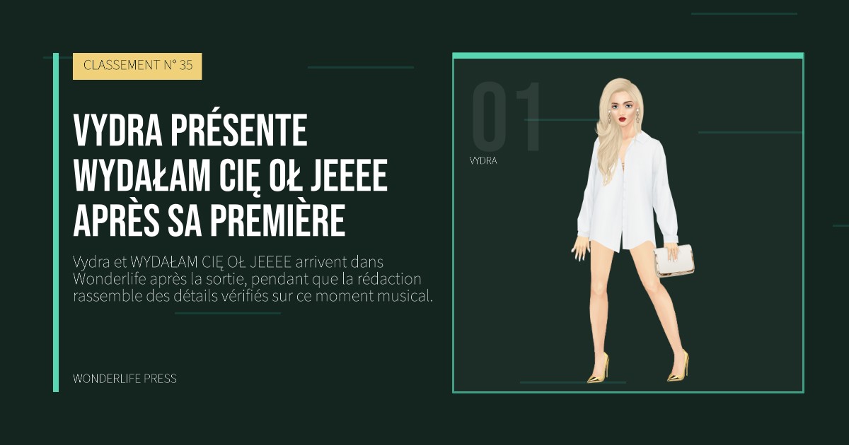 Wonderlife Press: Vydra présente WYDAŁAM CIĘ OŁ JEEEE après sa première. portrait des artistes. CLASSEMENT N° 35.