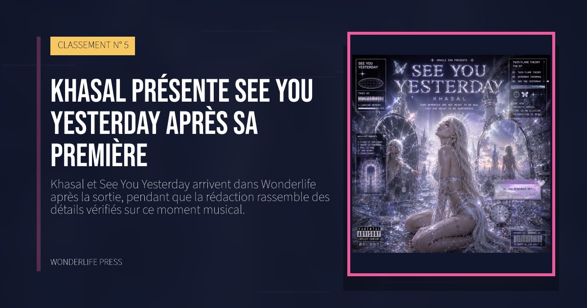Wonderlife Press: Khasal présente See You Yesterday après sa première. pochette de la sortie. CLASSEMENT N° 5.