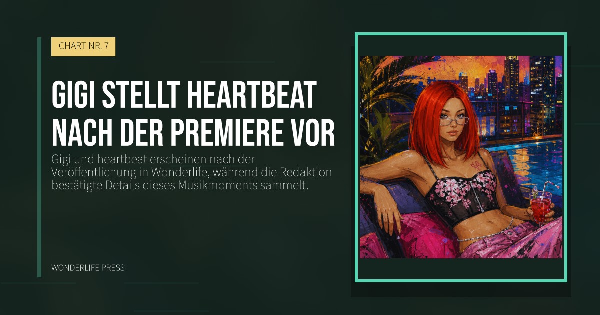 Wonderlife Press: Gigi stellt heartbeat nach der Premiere vor. Veröffentlichungscover. CHART NR. 7.