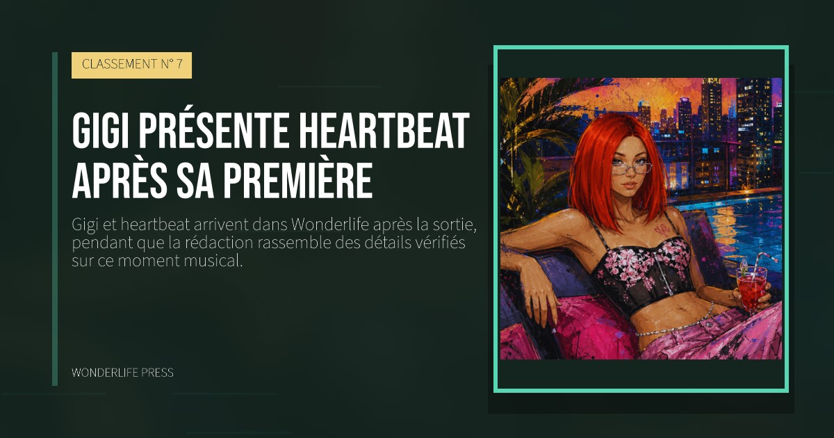 Wonderlife Press: Gigi présente heartbeat après sa première. pochette de la sortie. CLASSEMENT N° 7.