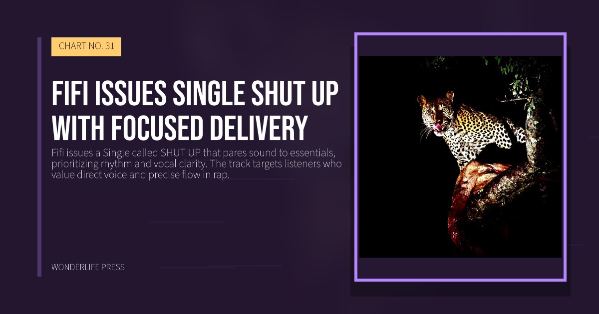 Wonderlife Press: Fifi issues Single SHUT UP with focused delivery. release artwork. CHART NO. 31.