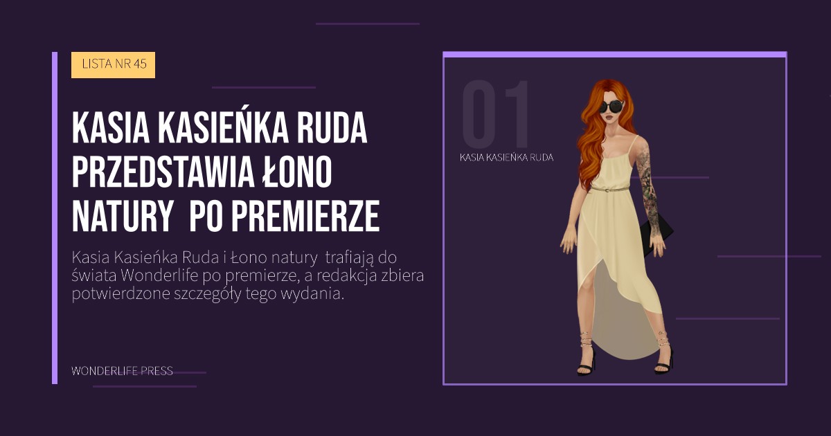 Wonderlife Press: Kasia Kasieńka Ruda przedstawia Łono natury  po premierze. portret artystów. LISTA NR 45.