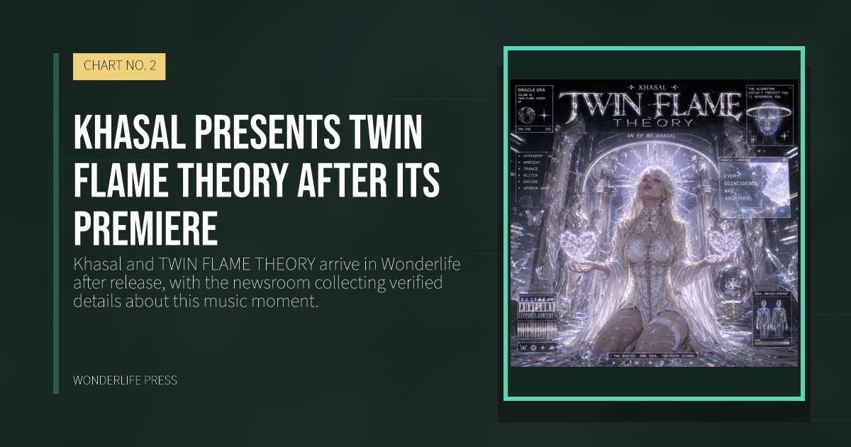 Wonderlife Press: Khasal presents TWIN FLAME THEORY after its premiere. release artwork. CHART NO. 2.