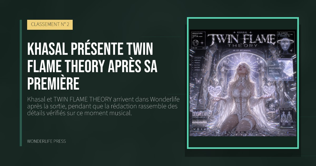 Wonderlife Press: Khasal présente TWIN FLAME THEORY après sa première. pochette de la sortie. CLASSEMENT N° 2.