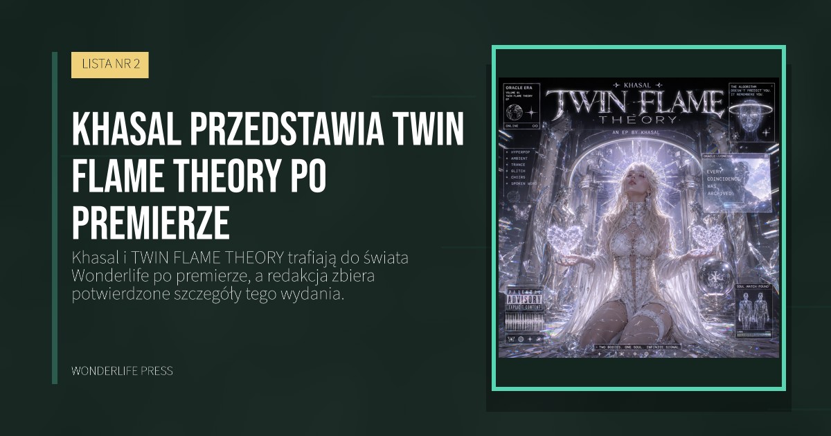 Wonderlife Press: Khasal przedstawia TWIN FLAME THEORY po premierze. okładka wydawnictwa. LISTA NR 2.
