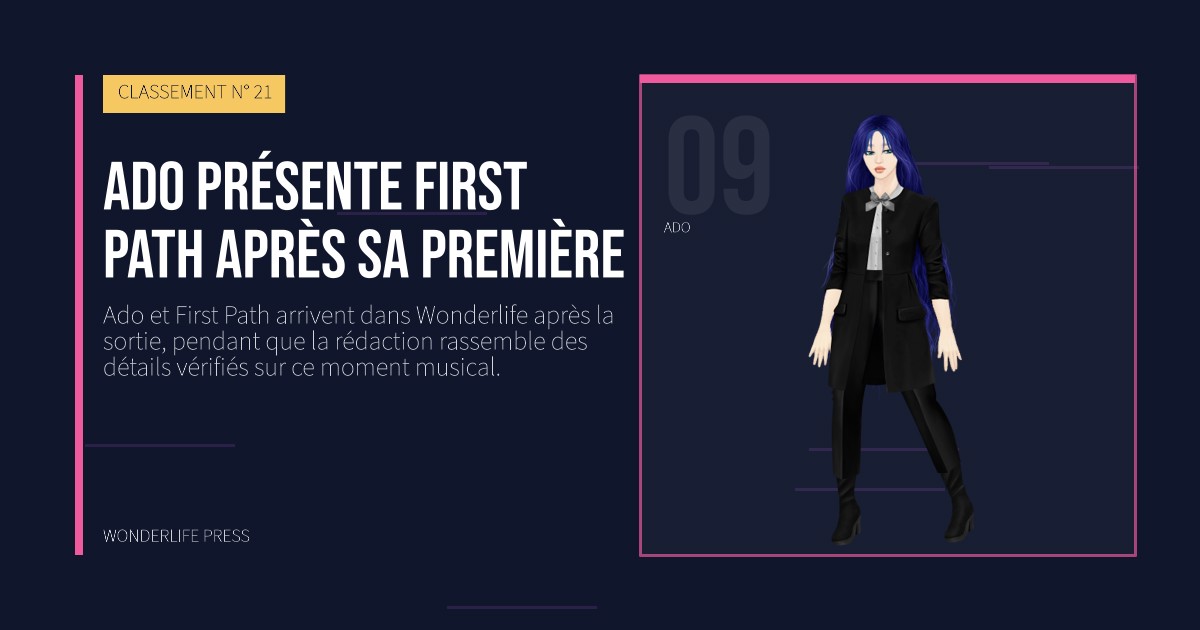 Wonderlife Press: Ado présente First Path après sa première. portrait des artistes. CLASSEMENT N° 21.