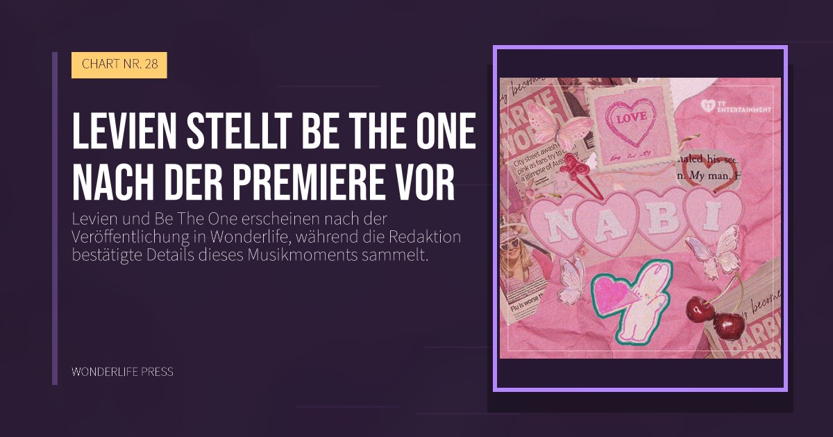 Wonderlife Press: Levien stellt Be The One nach der Premiere vor. Veröffentlichungscover. CHART NR. 28.