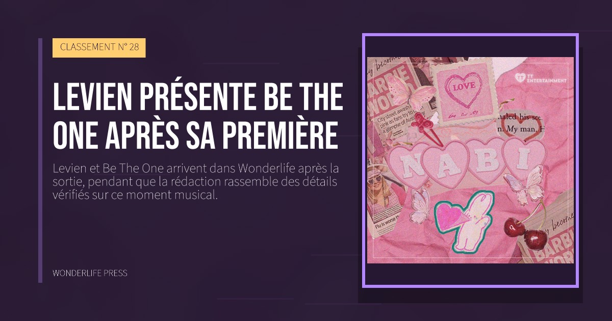 Wonderlife Press: Levien présente Be The One après sa première. pochette de la sortie. CLASSEMENT N° 28.