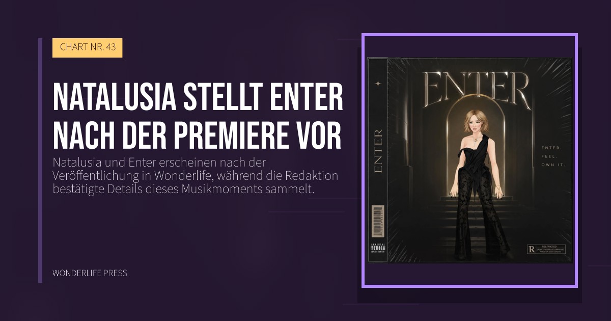 Wonderlife Press: Natalusia stellt Enter nach der Premiere vor. Veröffentlichungscover. CHART NR. 43.