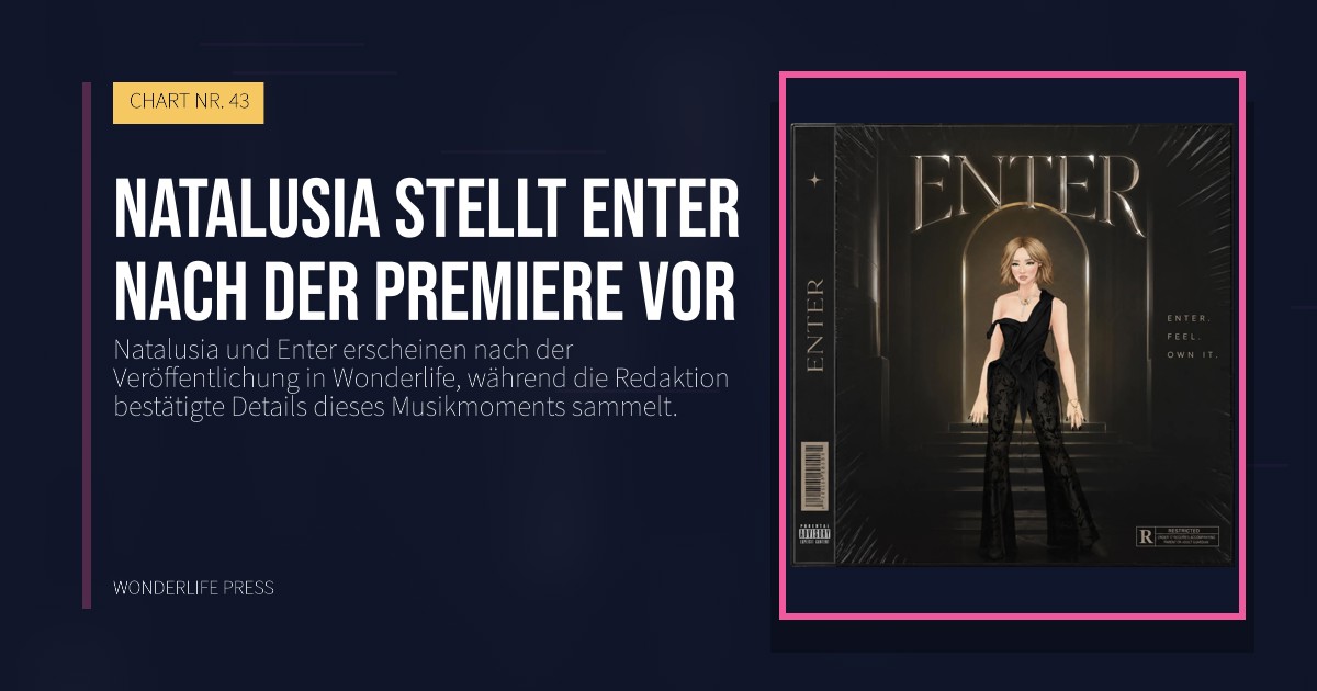 Wonderlife Press: Natalusia stellt Enter nach der Premiere vor. Veröffentlichungscover. CHART NR. 43.