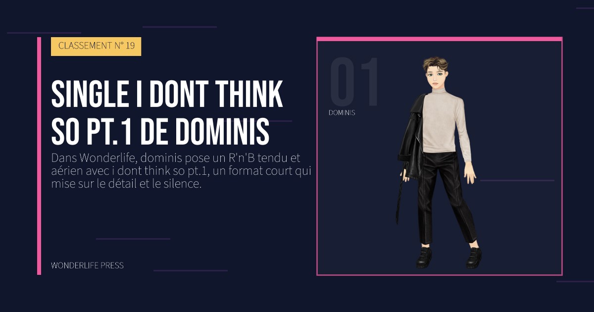 Wonderlife Press: Single i dont think so pt.1 de dominis. portrait des artistes. CLASSEMENT N° 19.