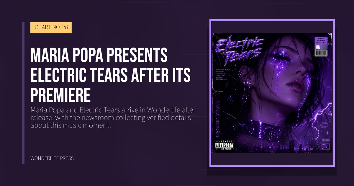 Wonderlife Press: Maria Popa presents Electric Tears after its premiere. release artwork. CHART NO. 26.