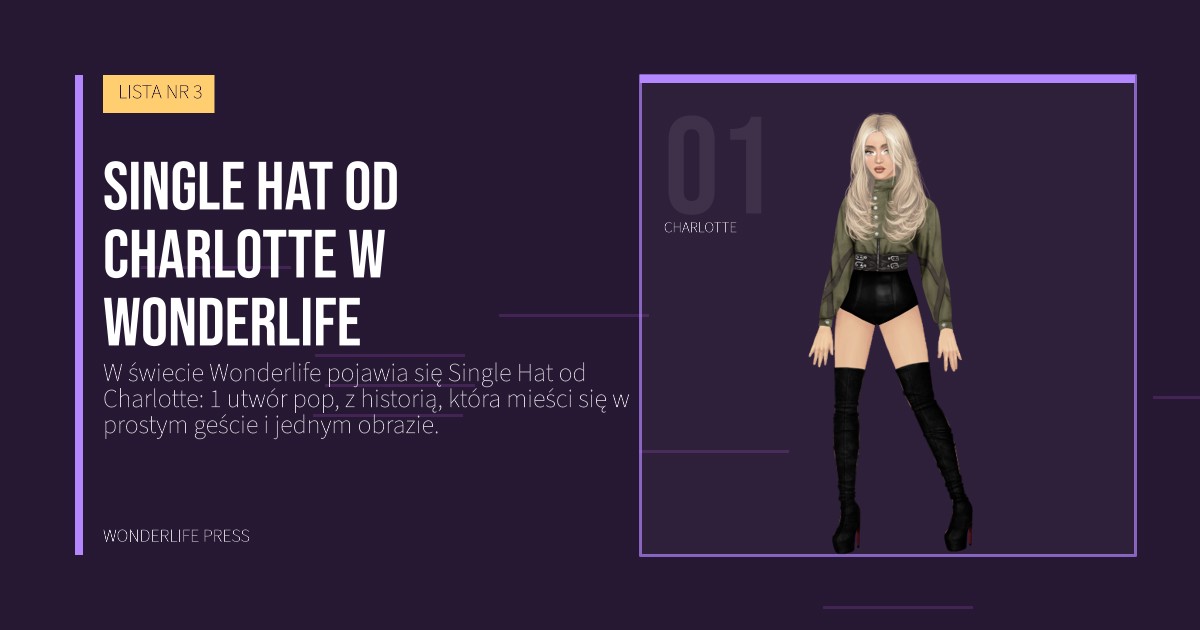 Wonderlife Press: Single Hat od Charlotte w Wonderlife. portret artystów. LISTA NR 3.