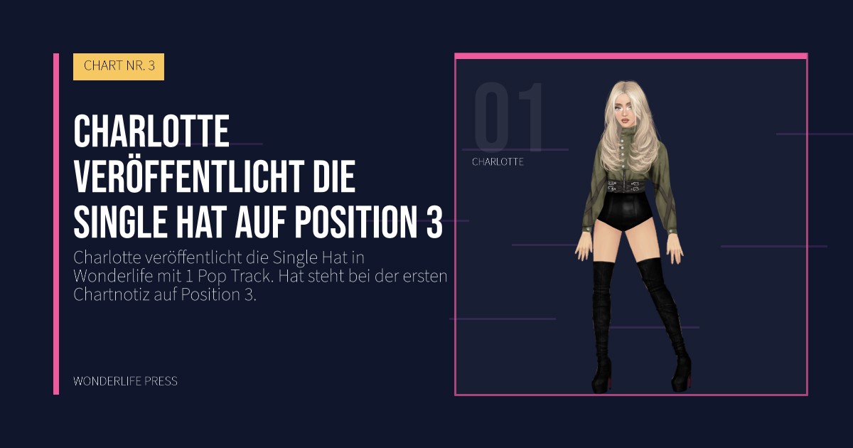 Wonderlife Press: Charlotte veröffentlicht die Single Hat auf Position 3. Künstlerporträt. CHART NR. 3.